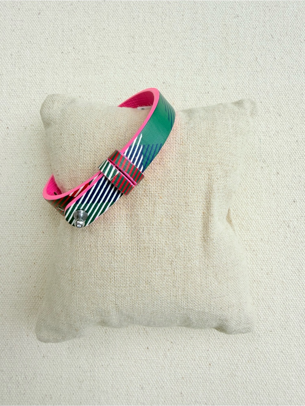 *Single Leather Band* KEEP COLLECTIVE Retired Pin Closure Holiday Stripe